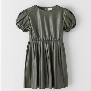 Zara Girls 6 faux leather green dress